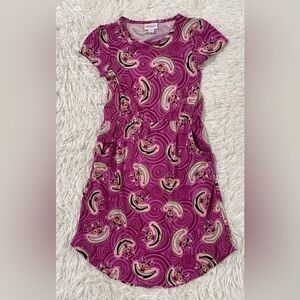 Disney LuLaRoe Cheshire Cat Alice In Wonderland Vacation Travel Dress Girls 10